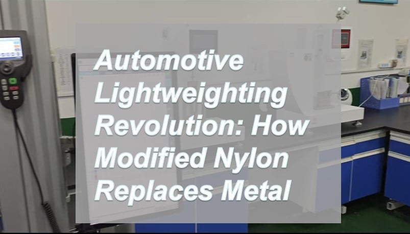 Presentation title card: How Modified Nylon Replaces Metal in the Automotive Lightweighting Revolution.